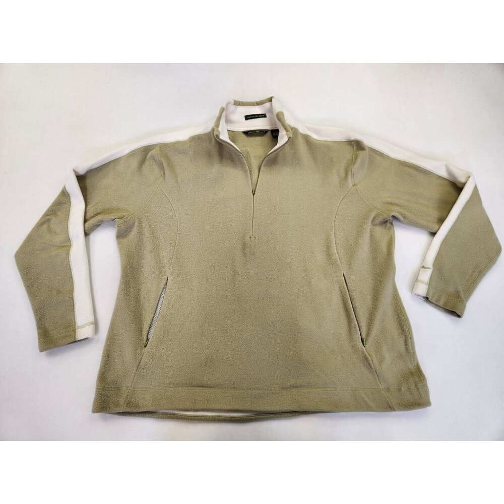 Eddie Bauer Women 2XL Stretch-Dry Fleece 1/4 Zip Pockets Mock Collar Tan